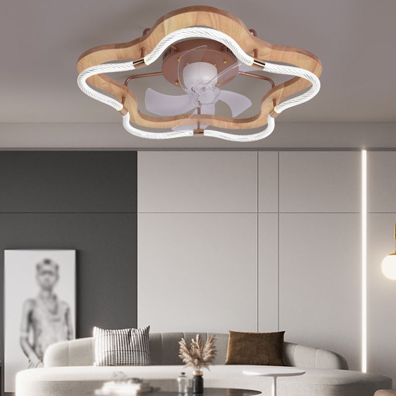 5-Blade Ceiling Fan Modernism Wood LED Fan with Light for Bedroom