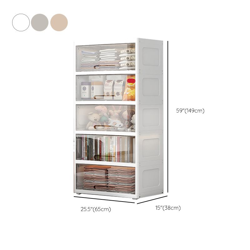 Modern Style Plastic Kids Closet Bedroom Youth Armoire with Door