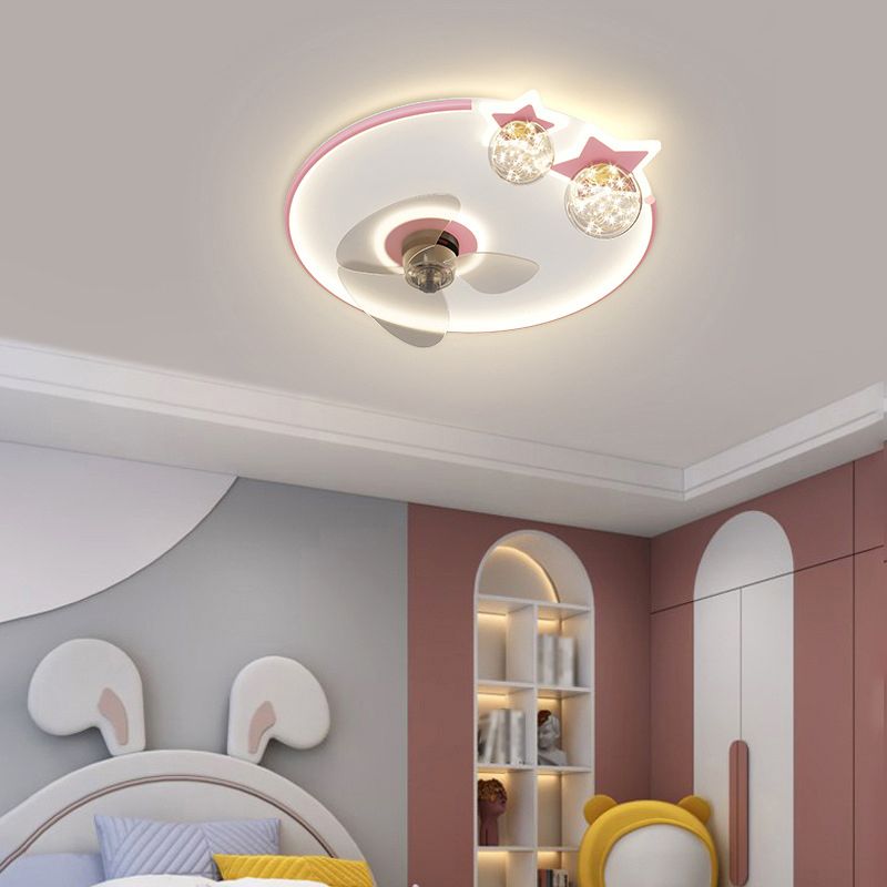 3-Blade Ceiling Fan Children Metallic Polish Finish Fan with Light for Living Room