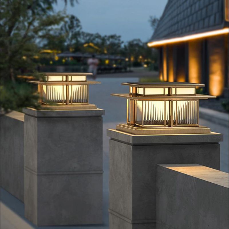 Nordic Style Stainless Steel Pillar Lamp Square Shape Pillar Light for Outdoor