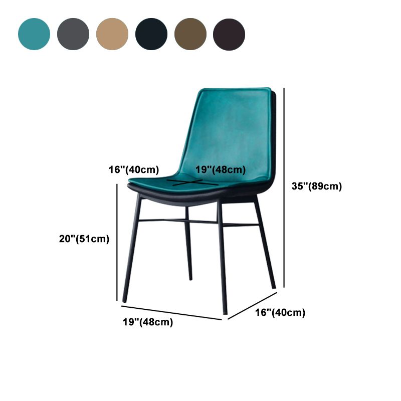 Modern Matte Finish Leather Dining Chair Solid Back Home Side Chair