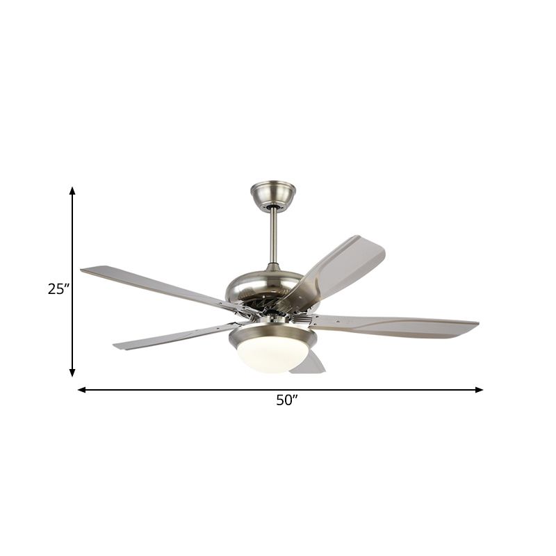 4 Grey Blades Living Room Fan Lighting Fixture Modern Metal 50" Wide LED Silver Semi Flush Mounted Lamp