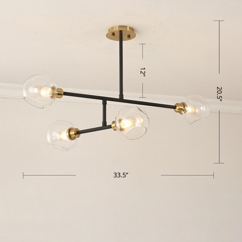 Open Kitchen Pendant Lighting Minimalist Ceiling Chandelier with Dome Glass Shade