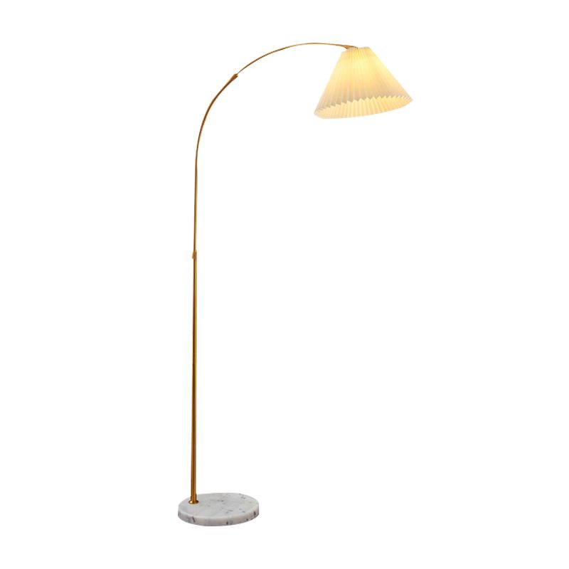 Modern Simple Iron Floor Lamp Adjustable Bulb Floor Light with Cloth Shade for Bedroom