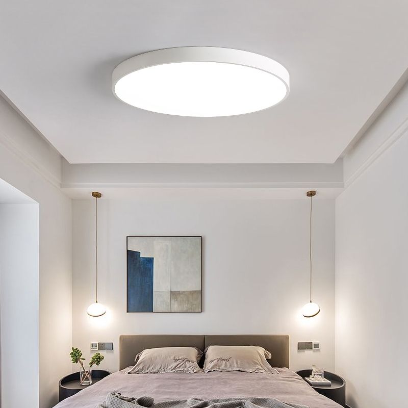 Minimalism Ceiling Light Fixture White Flush Mount with Metal for Bedroom