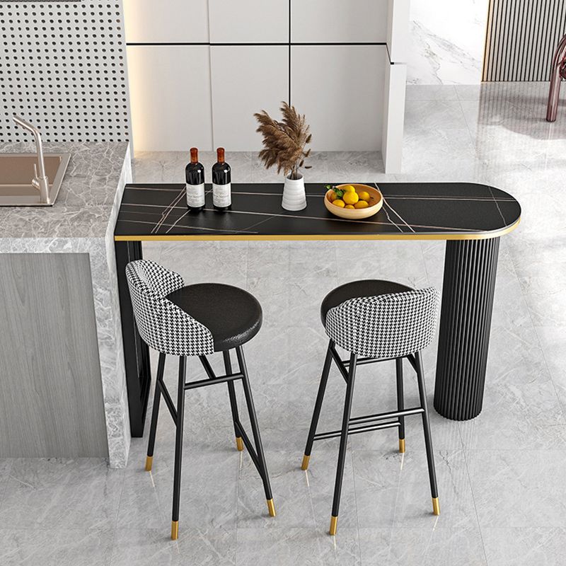 Stone Bar Dining Table Modern Bar Table with Double Pedestal for Dining Room Cafe