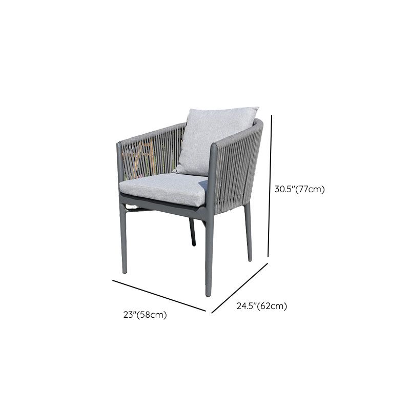 Contemporary Open Back Dining Armchair Black Patio Dining Armchair