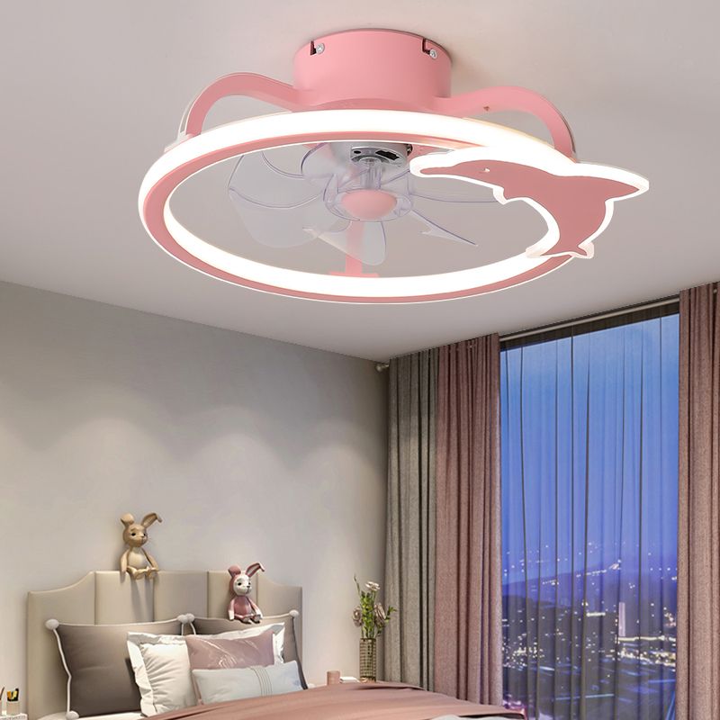 Unique Shape Metal Ceiling Fan Kids Style 2 Lights Ceiling Fan Lamp