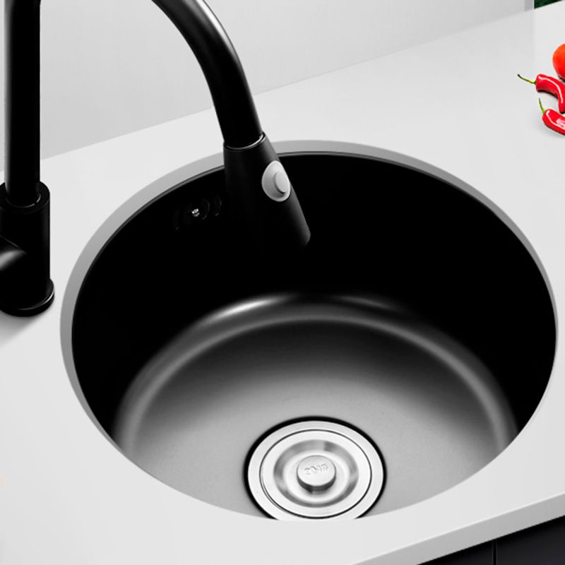 Contemporary Style Kitchen Sink Round Stainless Steel 1 Holes Kitchen Sink