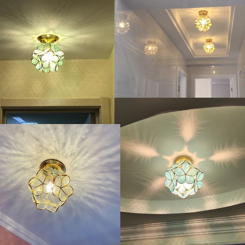 Flower Semi Flush Mount Light Klassische Deckenleuchte aus Glas für den Flur