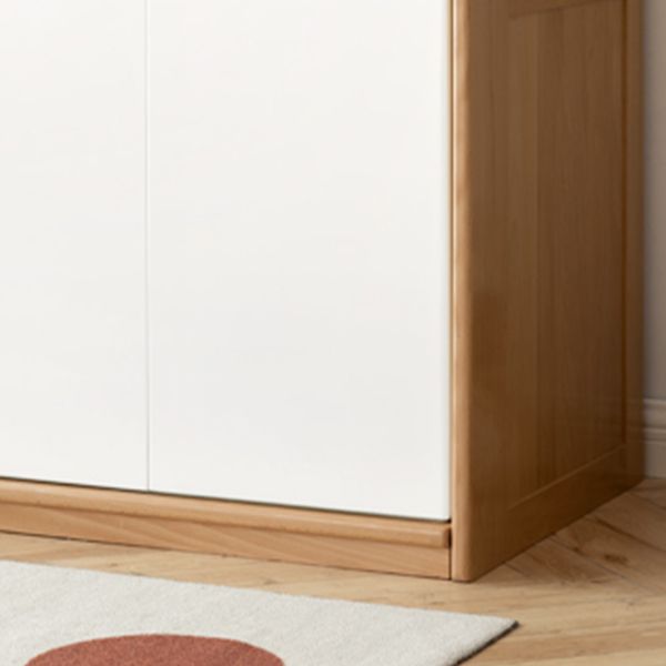 Contemporary Coat Locker Beech Solid Wood Bedroom Wardrobe with Cloth Rod