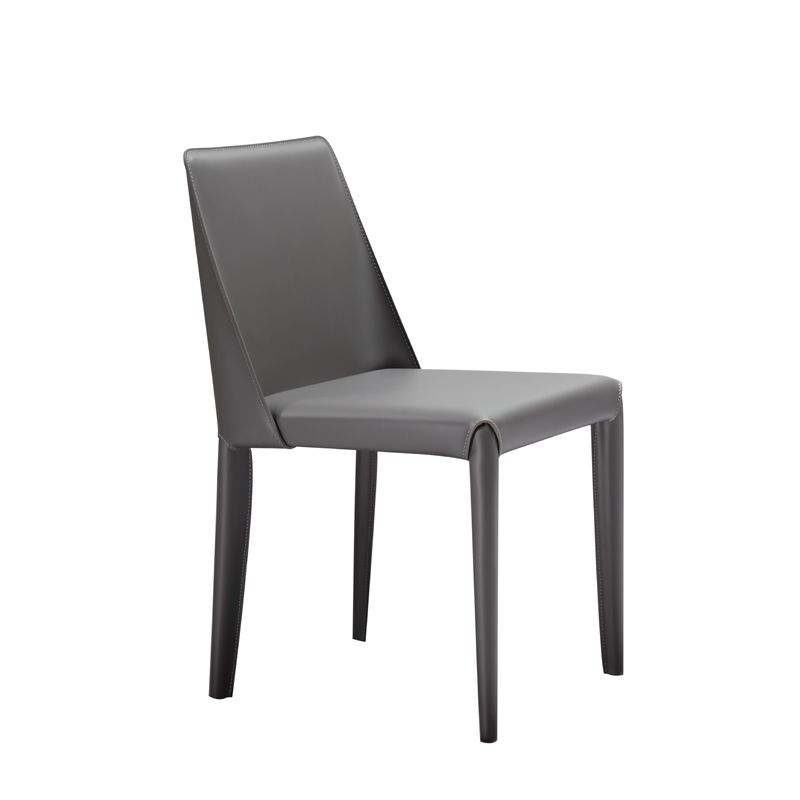 Contemporary Design Leather Dining Side Chairs Armless Solid Back Chair for Kitchen