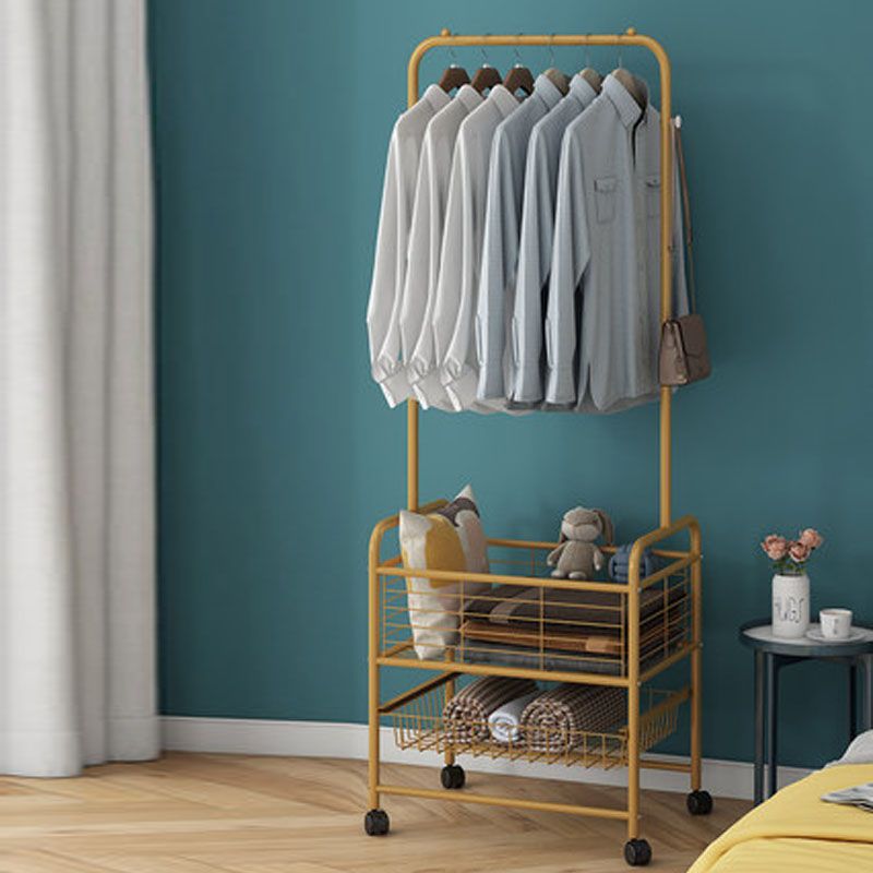 Contemporary Hall Stand Metal Storage Baskets Shelving Included Free Standing Coat Rack