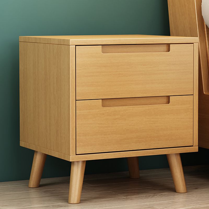 Contemporary Solid Wood Nightstand Drawers Bed Night Table Legs Included