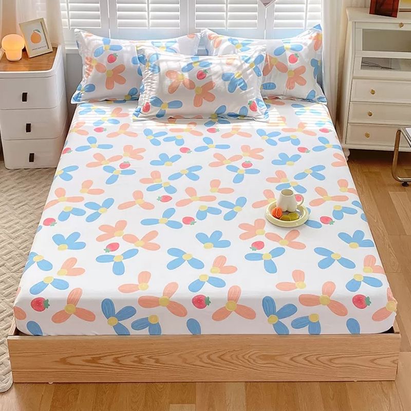 Cotton Fitted Sheet Single Piece Home Bedroom Simple Bed Sheet