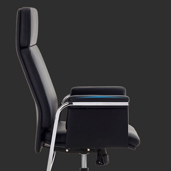 Contemporary Arm Chair Adjustable Seat Height Black Leather Office Chair