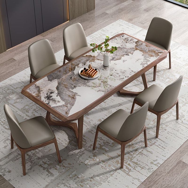 Designer Style 1/4/5/7 Pieces Dining Set Sintered Stone Dining Table with Leather Chairs