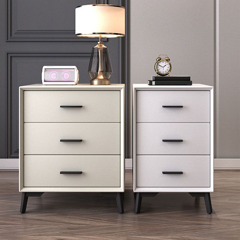 23.62" Tall Faux Leather Night Table 3-drawer Bedside Cabinet with Legs