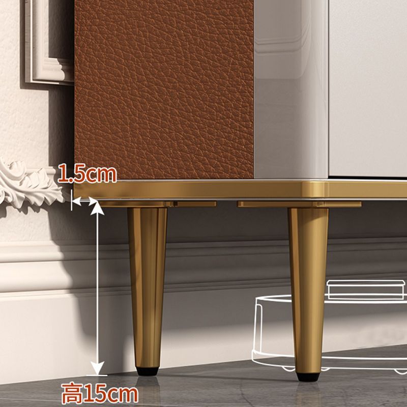 Glam Style Sideboard White Stone Top Side Board with Gold Legs