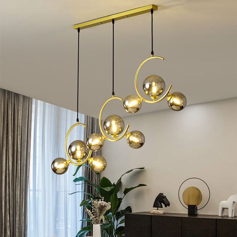 Glass Orbes Chandelier Pendant Modern Style Hanging Lightture pour salle à manger