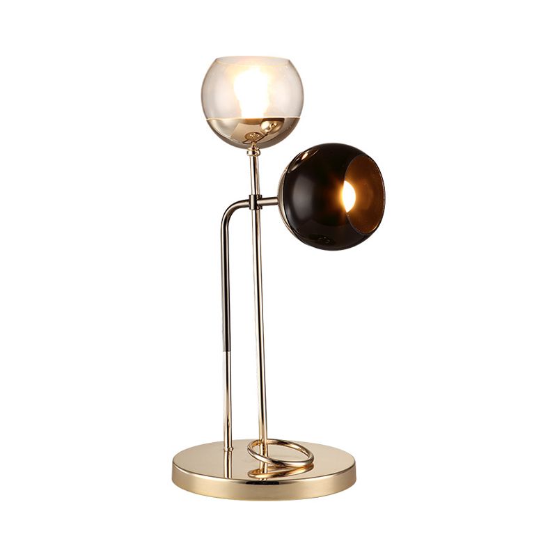 Balltisch leichte postmoderne klare und schwarze Glas 2-Licht Wohnzimmer Schreibtischlampe in Gold