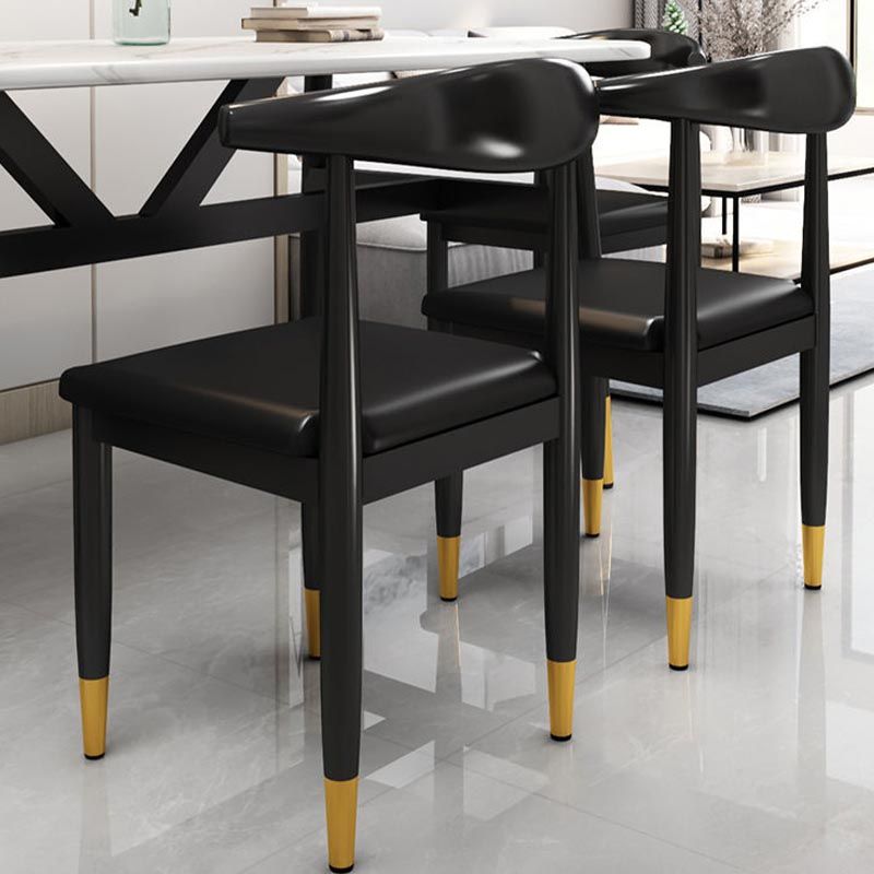 Glam Metal Dining Chairs Open Back Dining Side Furniture in Matte Finish for Indoor