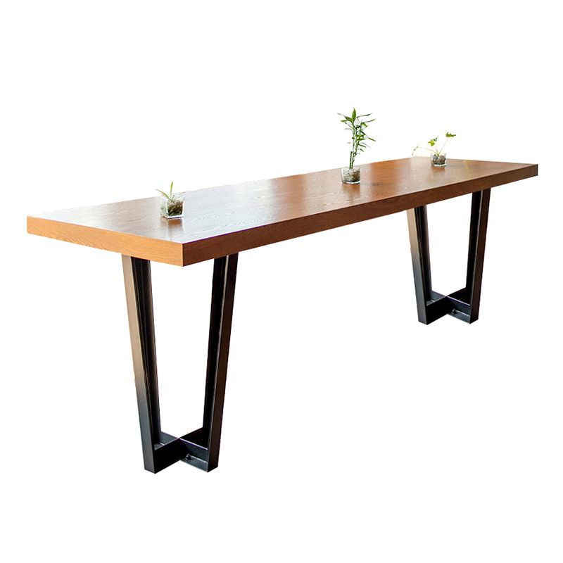 Contemporary Style Bar Table Solid Wood Sled Base Bar Dining Table