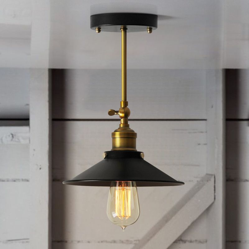 Black Cone Pendant Light Wrought Iron Industrial Hanging Light Fixtures