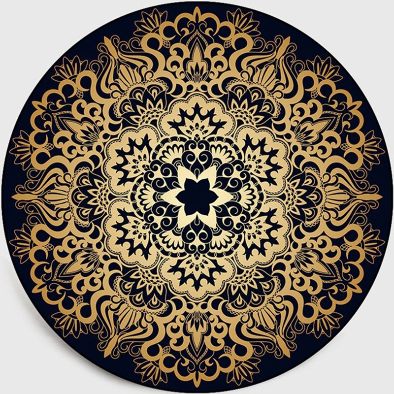 Retro de color oscuro de color oscuro polipropileno mandala alfombra estampada estampada alfombra antideslizante para mascotas para sala de estar para sala de estar