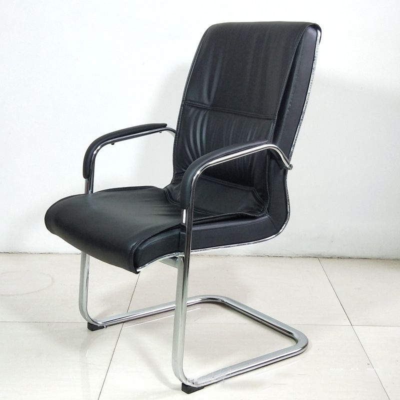 Contemporary Faux Leather Managers Chair Chrome Frame No Wheels Office Chair