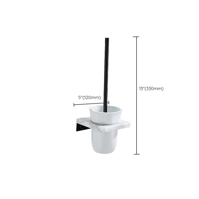 Matte Black Bathroom Accessory Set in Metal & Marble with Bath Shelf/Towel Bar