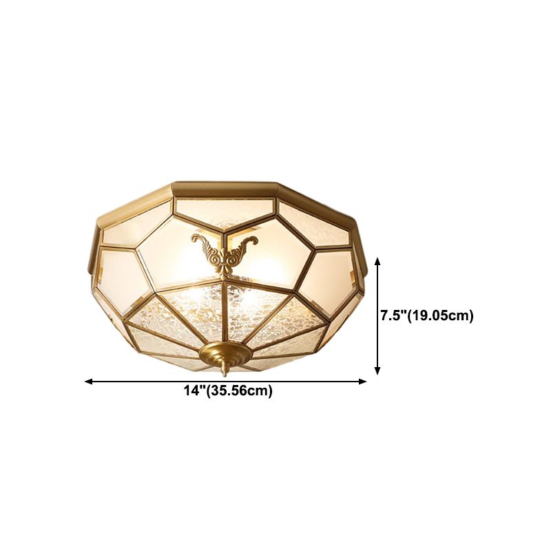 Colonial Style Ceiling Light Simple Flush Mount Ceiling Lamp with Glass Shade for Bedroom