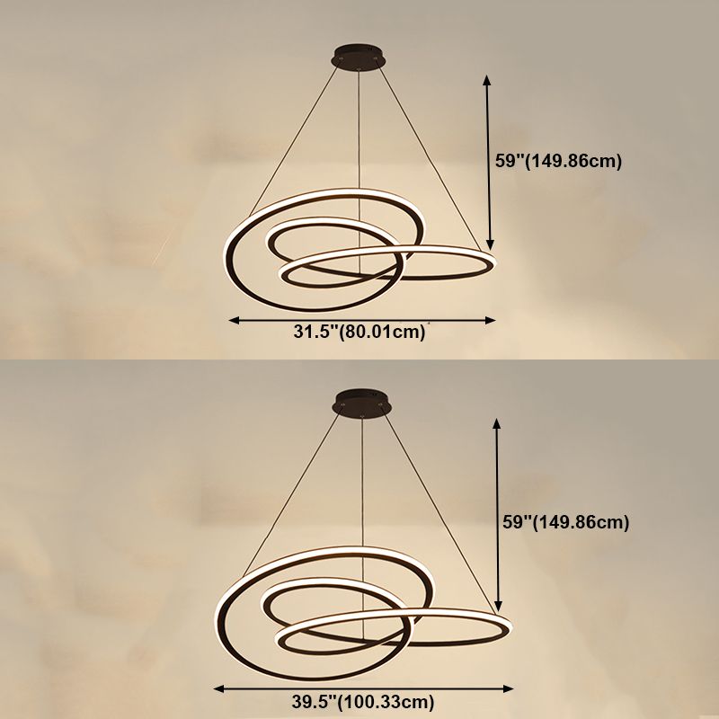 Lámpara de araña de metal de sombra de giro moderno 1- lámpara de lámpara de lámpara de luz en negro