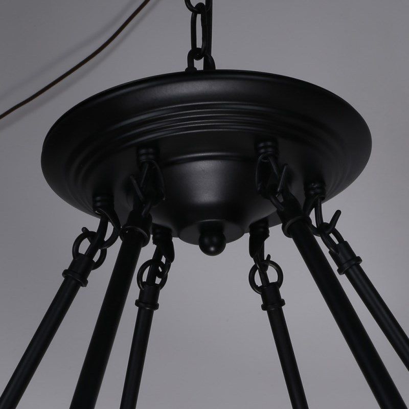 Lámpara de lámpara de restaurante en forma de bucle Cáñamo de cáñamo de cáñamo Black Hanging Techo Luz