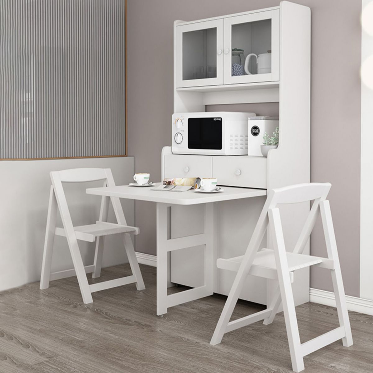 1/3 Piece Rectangle Shape Dining Room Furniture Set in White