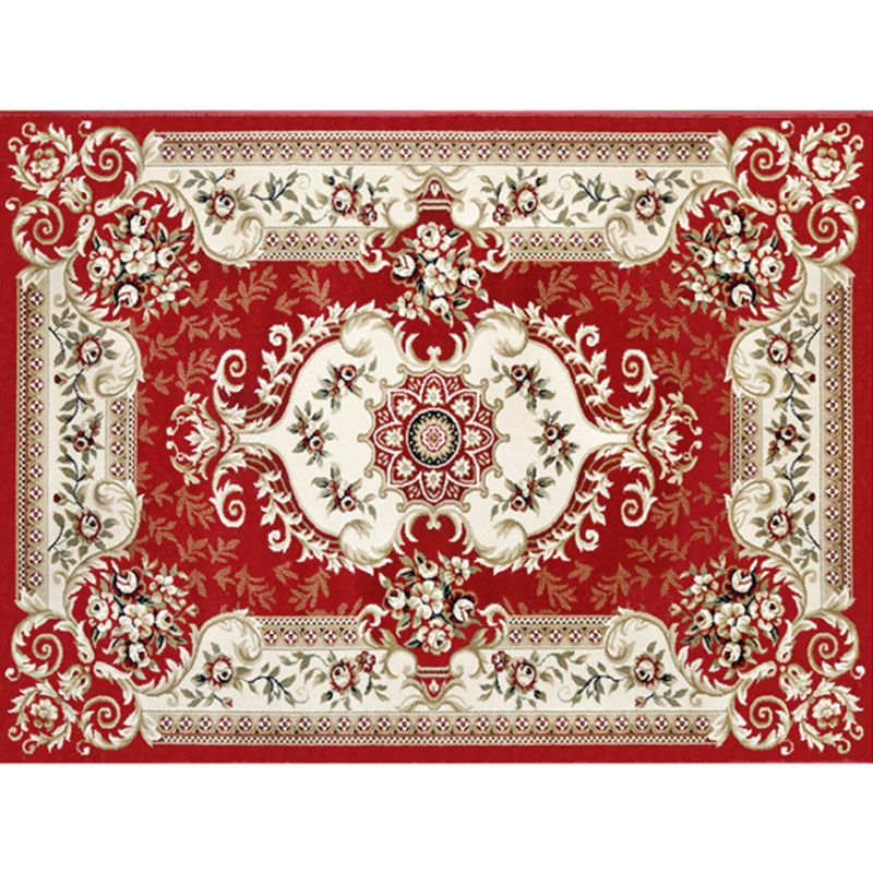 Traditioneller Blumenmuster Teppich Polyester Innenblatt Teppich Fleckenresistent Teppich für Wohnzimmer