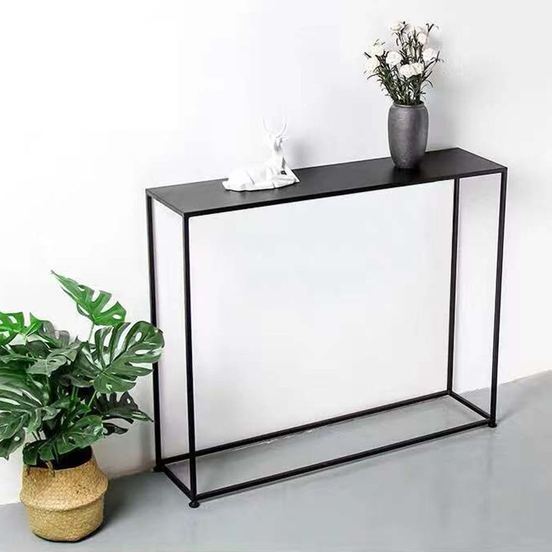 Contemporary Iron Accent Table with Frame Base and Rectangle Top