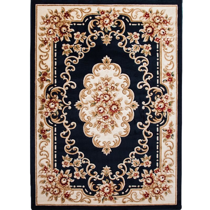 Retro Multicolor Floral Rug Polyster Western Area Rug Easy Care Machine Washable Carpet for Living Room