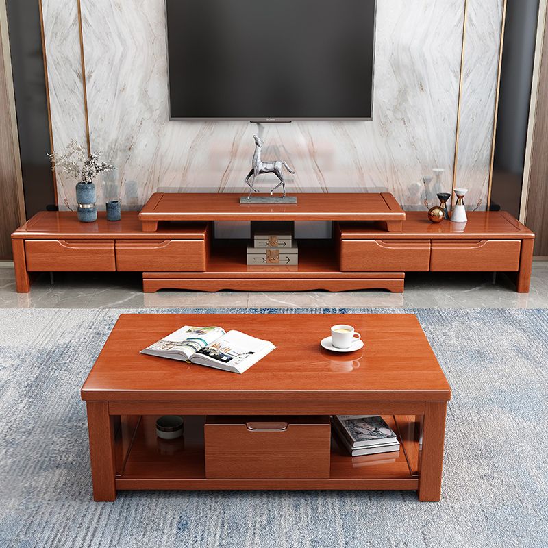 Wooden Stand Console Traditional Style Home TV Cabinet with Drawers