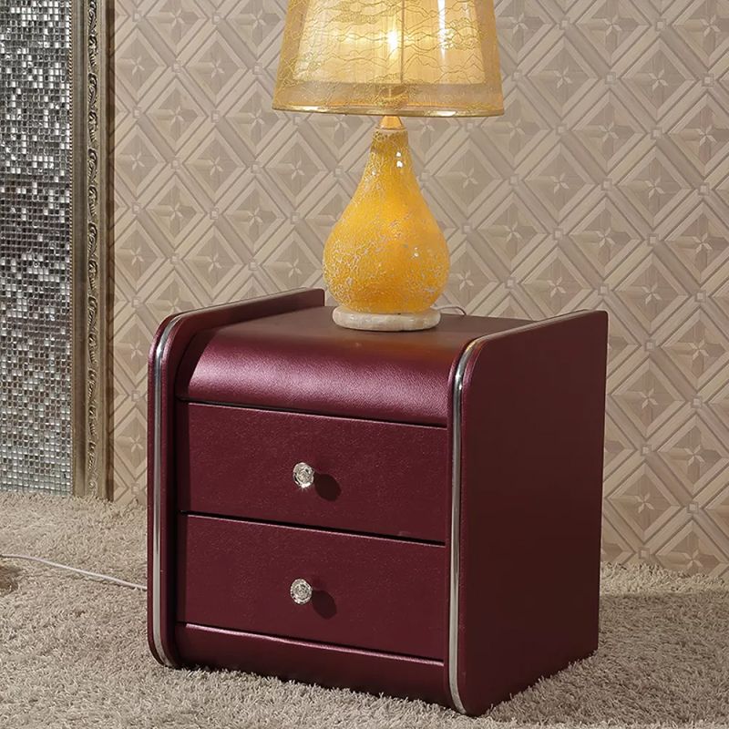 Faux Wood Accent Table Nightstand Contemporary Night Table with Drawers