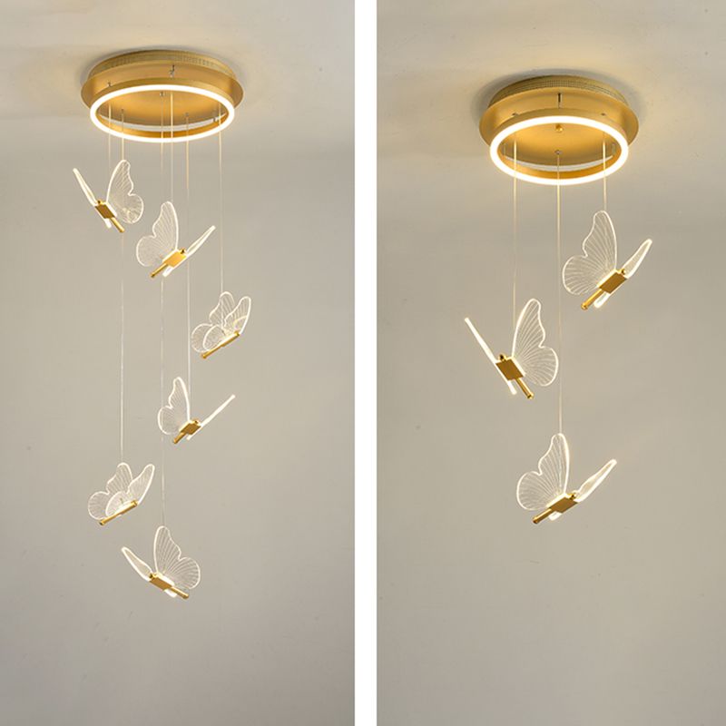 Modern Style Butterfly Hanging Ceiling Light Clear Acrylic Pendant Lighting Fixtures