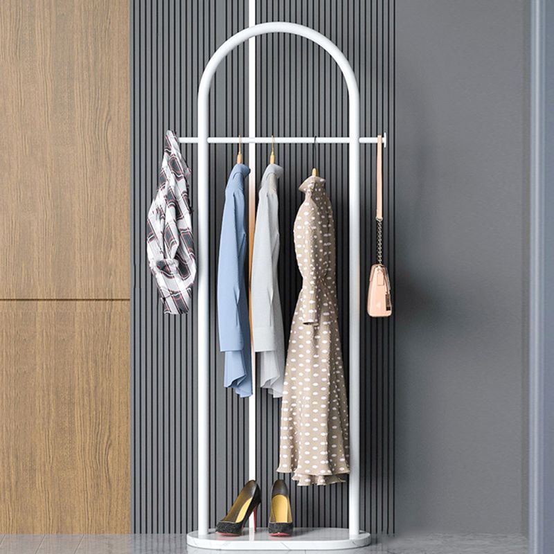 Modern Metal Coat Rack Hanging Rail and 2 Hooks Entry Hall Tree