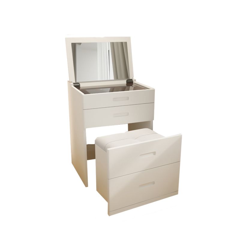 Contemporary White Makeup Vanity Desk Glass Vanity Dressing Table with Drawer