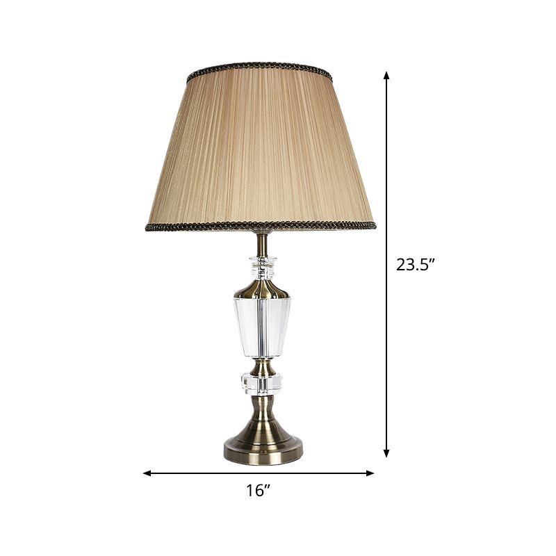 Fabric Barrel Shade Table Light Modernist 1 Head Beige Small Desk Lamp for Bedside