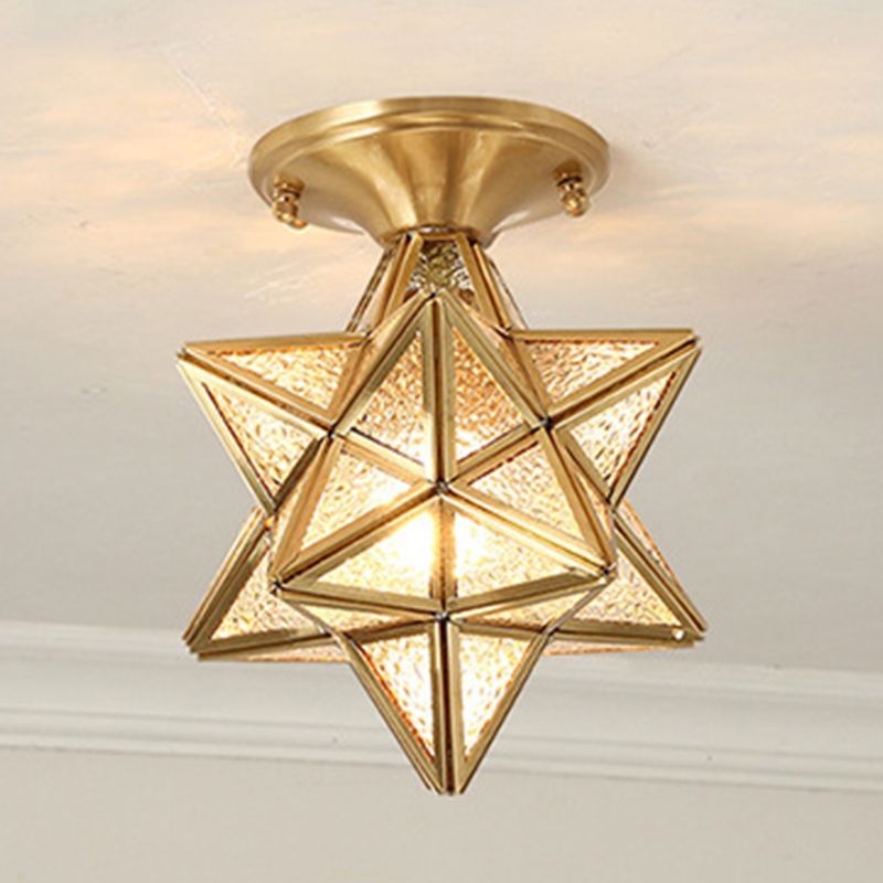 1 Light Ceiling Lamp Colonial Style Glass Ceiling Lighting for Living Room