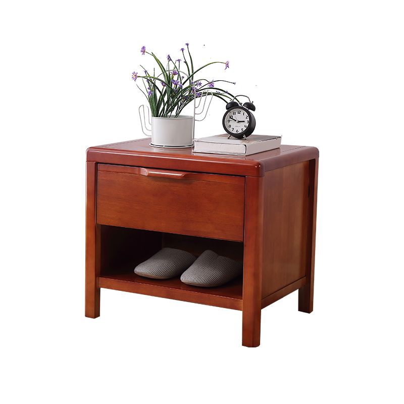 20"L X 22"H Modern Nightstand Rubber Wood Bedside Cabinet with 1-drawer