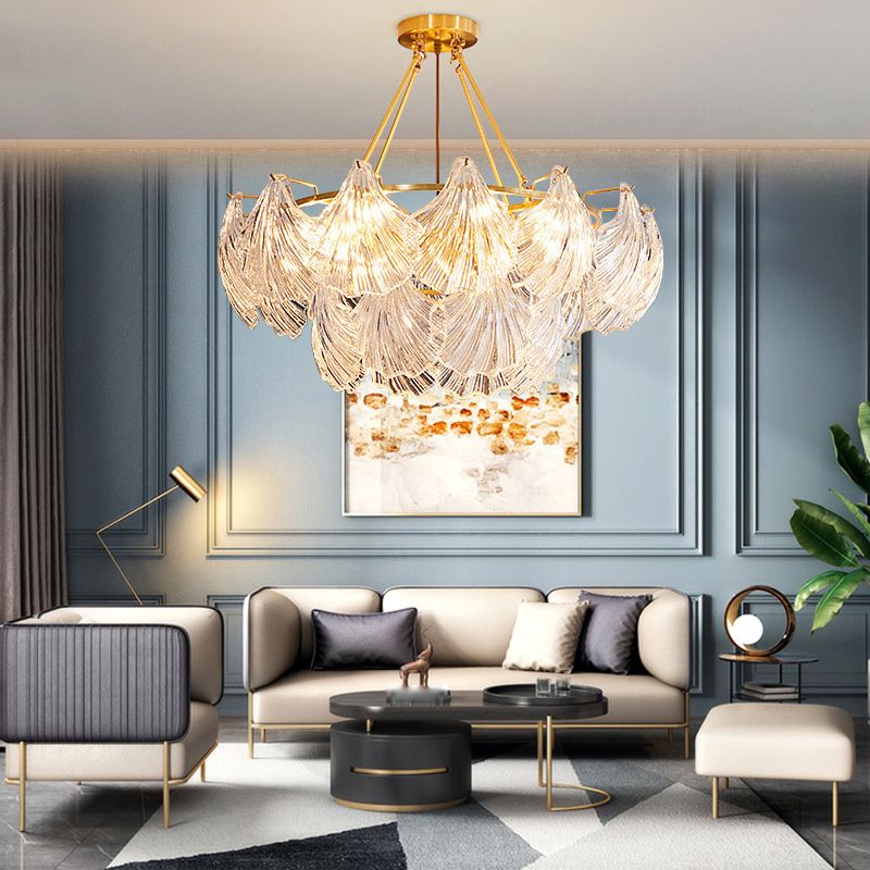 Shell Shape Chandelier Light Fixture Modern Simplicity Crystal Pendant Lighting for Restaurant