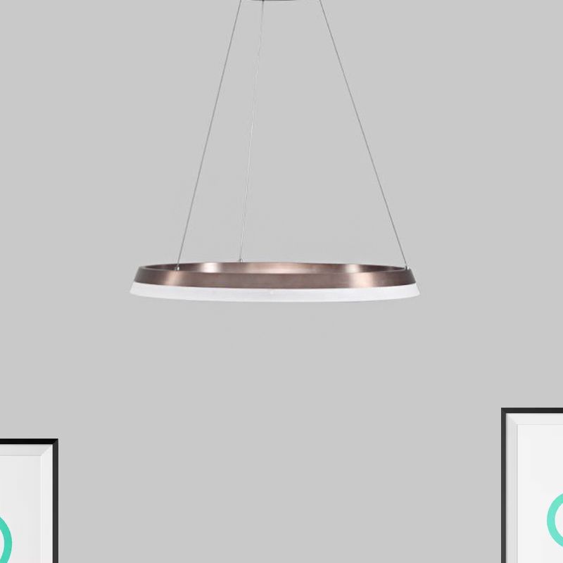 1/2-Head Bedroom Chandelier Lighting Fixture with Round Acrylic Shade Brown Ceiling Pendant