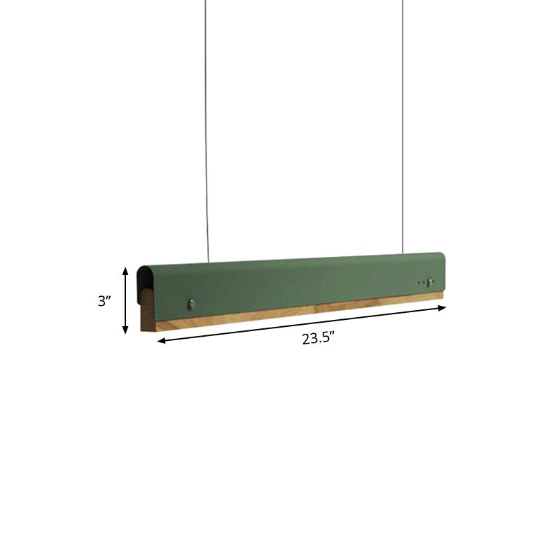 Rectangle Ceiling Pendant Light Modernism Wood and Metal 23.5"/35.5"/47" Wide 1 Light White/Pink/Yellow Hanging Lamp Kit