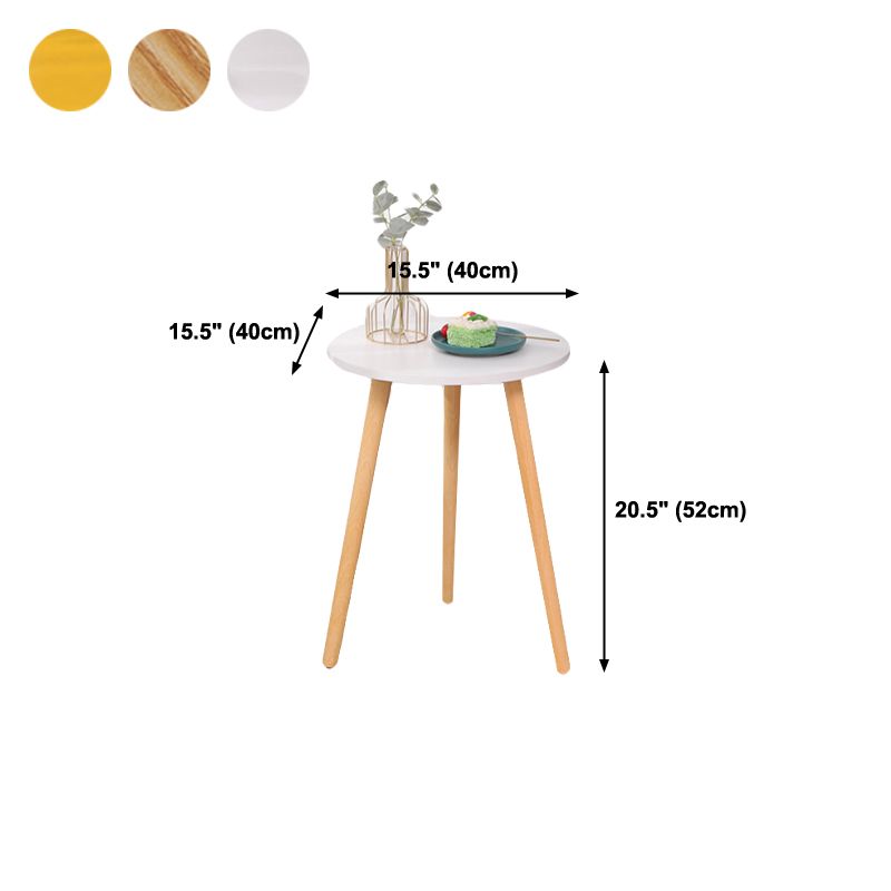 3 Legs End Table Natural/ White/ Yellow Round Wood Side End Table